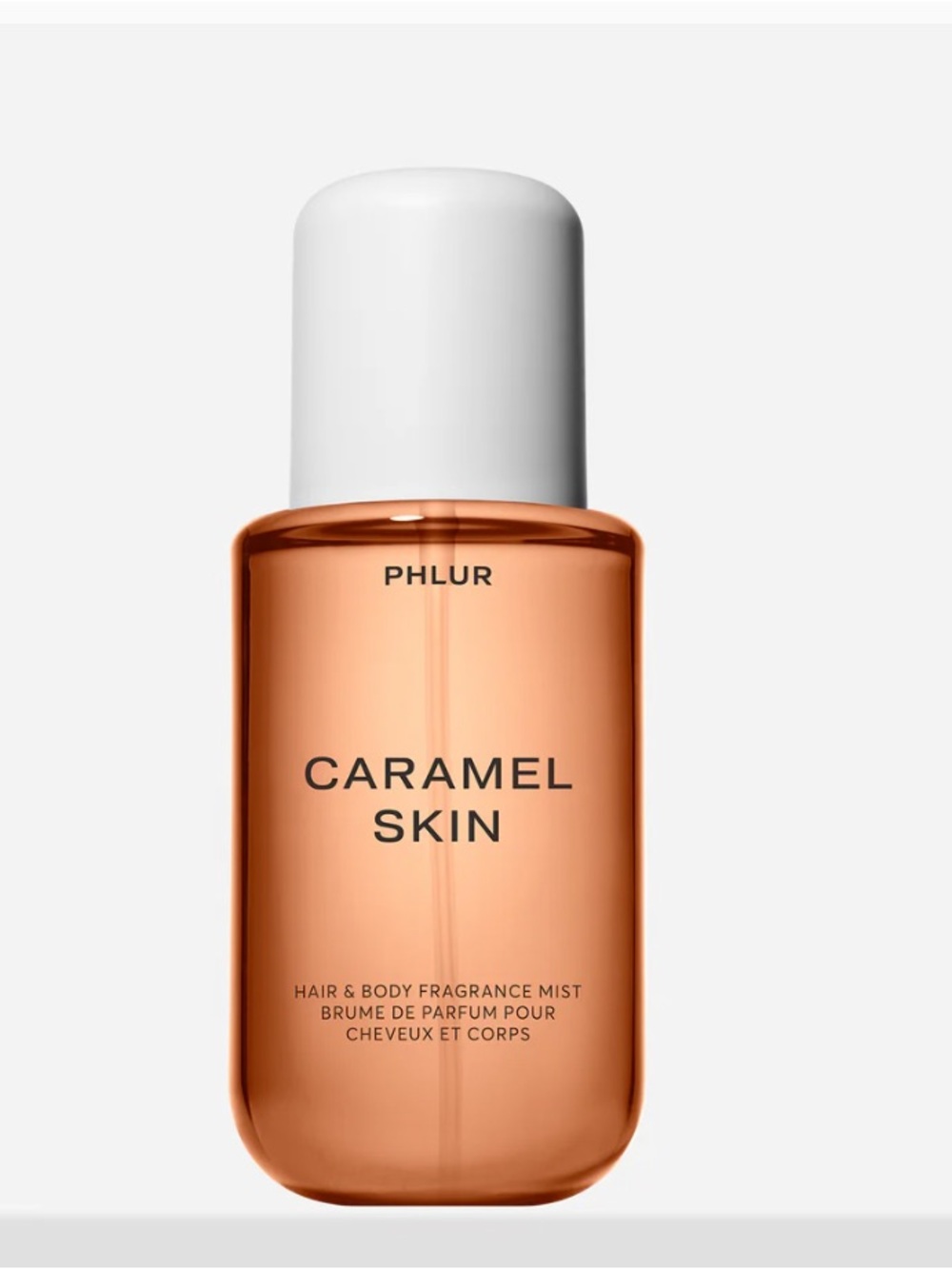 Phlur Caramel Skin Hair & Body Fragrance Mist — Amber (White Cap)